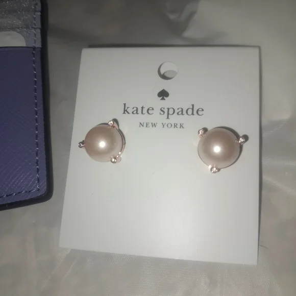 New Kate Spade Lucy Small L Zip Wristlet  & Matching Madison Card Case & Earring - Picture 6 of 11